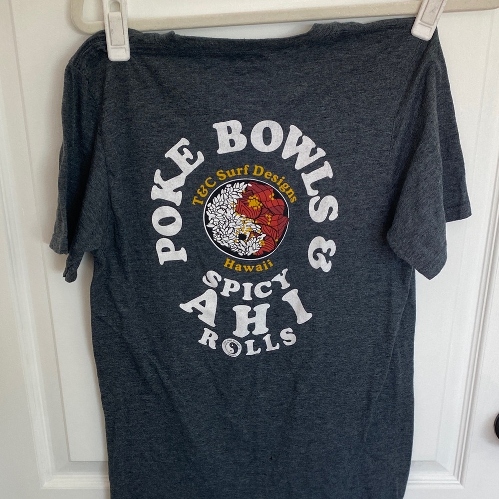 T&C Surf Designs Hawaii Poke Bowls & Spicy Ahi Rolls Tee - Charcoal